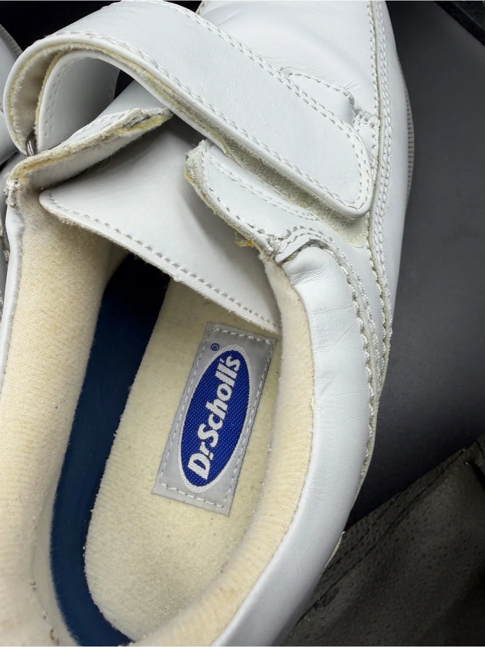 Men's White Leather Velcro Casual Shoes